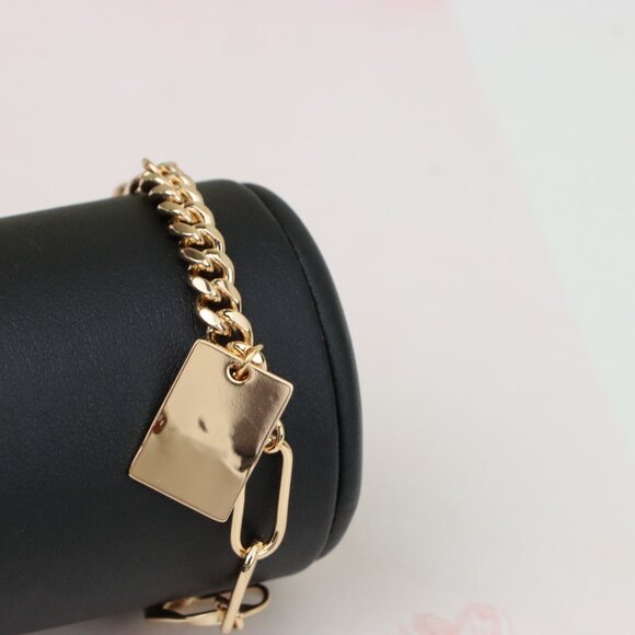 "Chunky Rose Gold Bracelet with Paperclip and Square Tag Charm, XPBL1078 - Picture 12 of 12